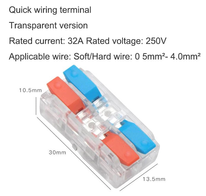 10/50 PCS Mini Fast Wiring Connectors Universal Compact Lever Crimp Splitter Electrical Conductors Push-in Home Terminal Block