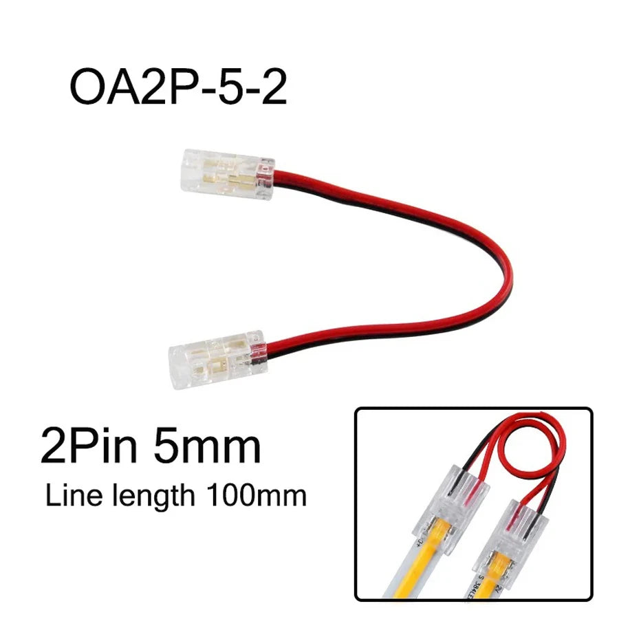 COB Led Strip Connector Light Strip Wire Connectors 2 3 4 Pin L-shaped For 5 8 10mm Width PCB Single Color RGB CCT Strip