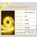 Linear regulável 24v 12v cob luzes de tira led 8mm 320leds/m fita flexível led para decoração do quarto 3000k 4000k 6000k 1m 5m