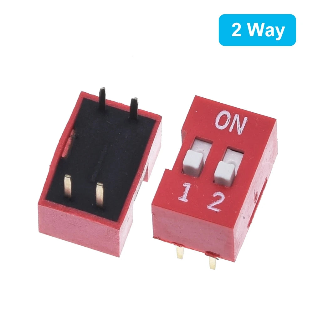10pcs TZT Slide Type Switch  1 2 3 4 5 6 7 8 10PIN 2.54mm Position Way DIP Red Pitch Toggle Switch Red Snap Switch Dial Switch