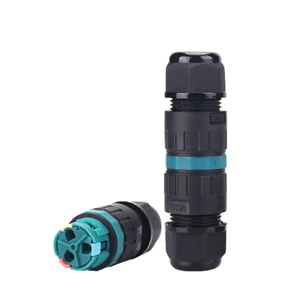 2pcs IP68 Screwless Lever-Nut Waterproof Junction Quick Wire Cable Connector 2Way 3Core M20 Plug Wire 5-12mm External Cord Boxes