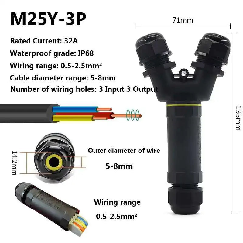 IP68 Waterproof Electrical Wire Connector I T Type Solderless Street Lights Quick Cable Wiring Outdoor Rainproof Terminal Blocks