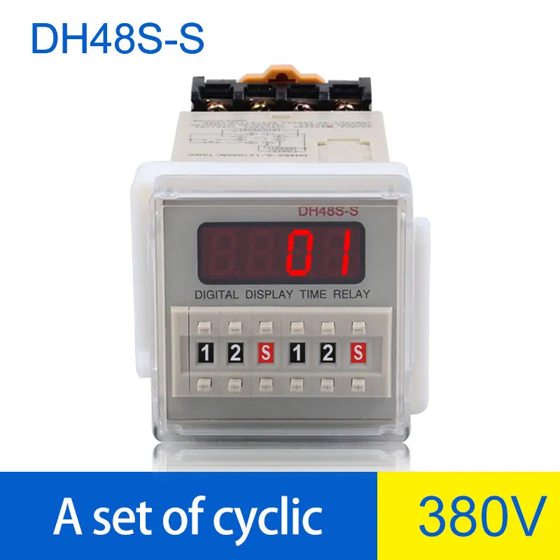 DH48S-S Time Delay Relay Switch DC24V 12V 0.1S-99H Digital LED Programmable With Base Timer Relay SPDT AC220V With Transformer