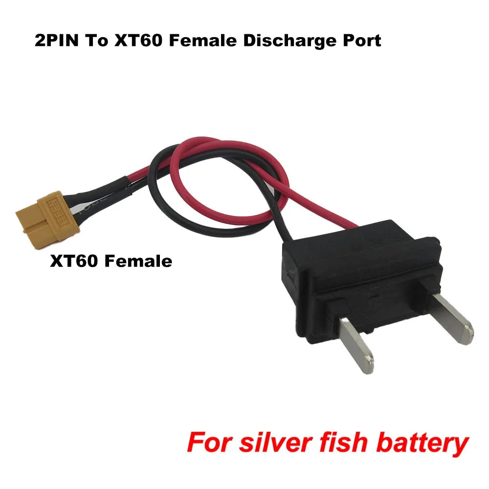 1pcs Silver Fish Battery Discharge Connector 2PIN To XT60 Female / XT90 Female 30CM Length Can Be Customized