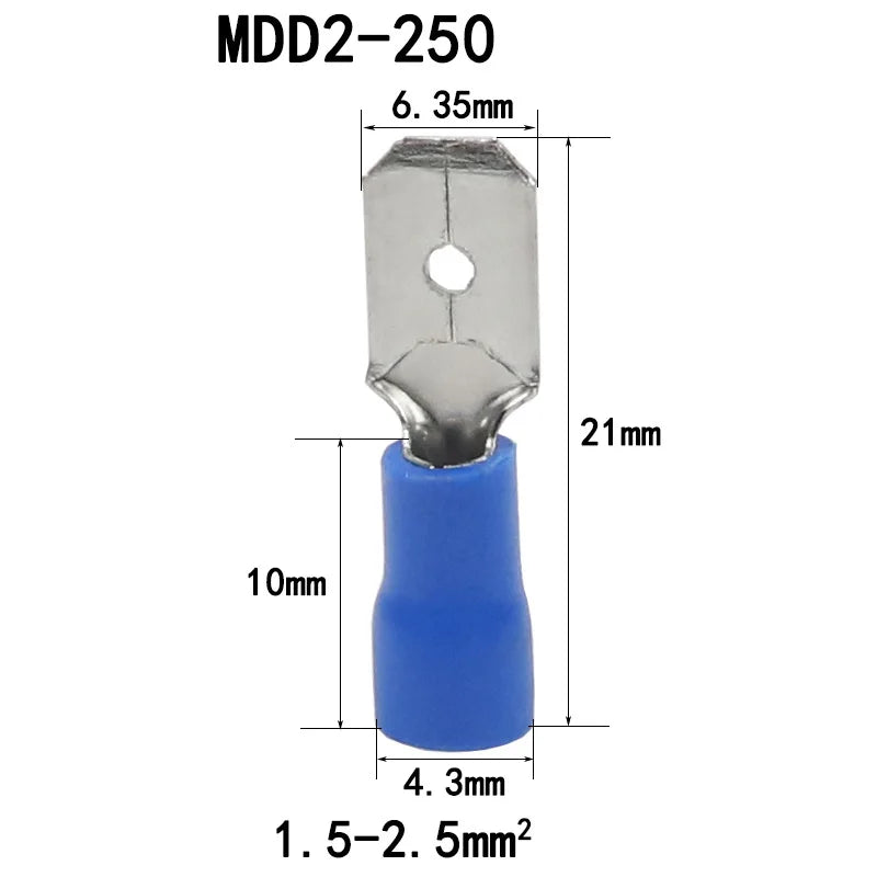 100pcs/50 pairs Female/Male Spade Connectors 16-14 AWG Spade Quick Disconnect Connectors Insulated Spade Wire Crimp Terminal
