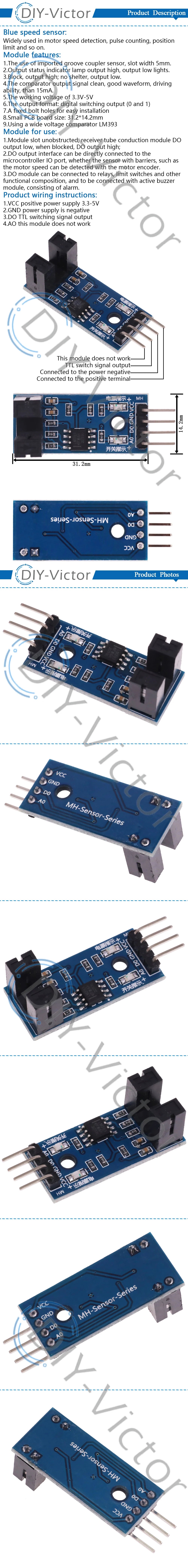 Slot Type IR Optocoupler Speed Sensor Module 3.3V-5V Counter Module 51 AVR PIC 3.3V-5V Diy Kit Optical Speed Measuring Module