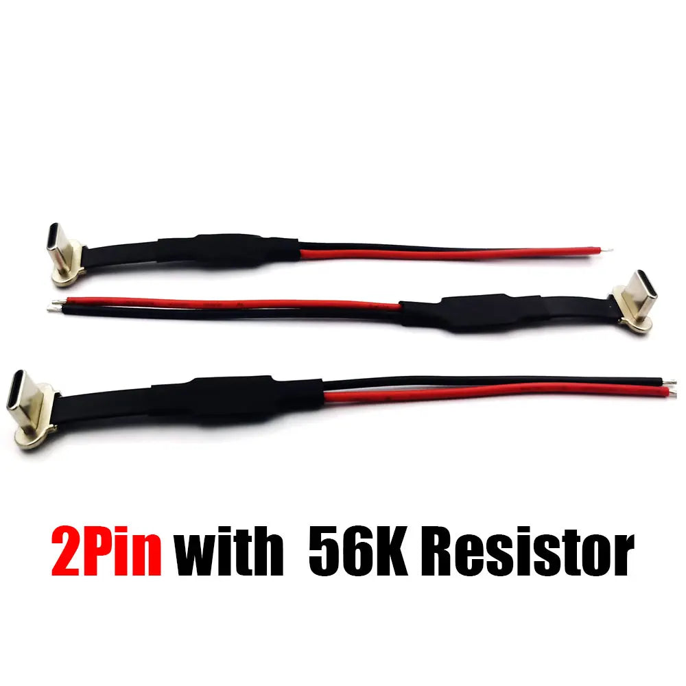 10Pcs USB C Type-c 2Pin 5A with 56K Resistor FPC Soft Flat Cable Male Charging Cable Fast Charge Wire Extention For Phone