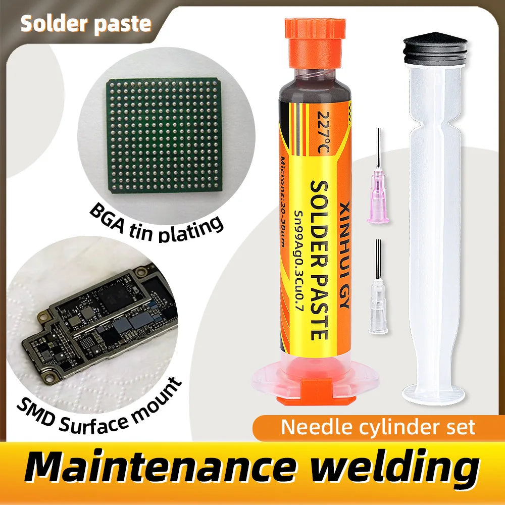 227℃ High Temperature Lead-Free Solder Paste Syringe Type For SMT IC BGA QFN Chip Repair Rework Soldering