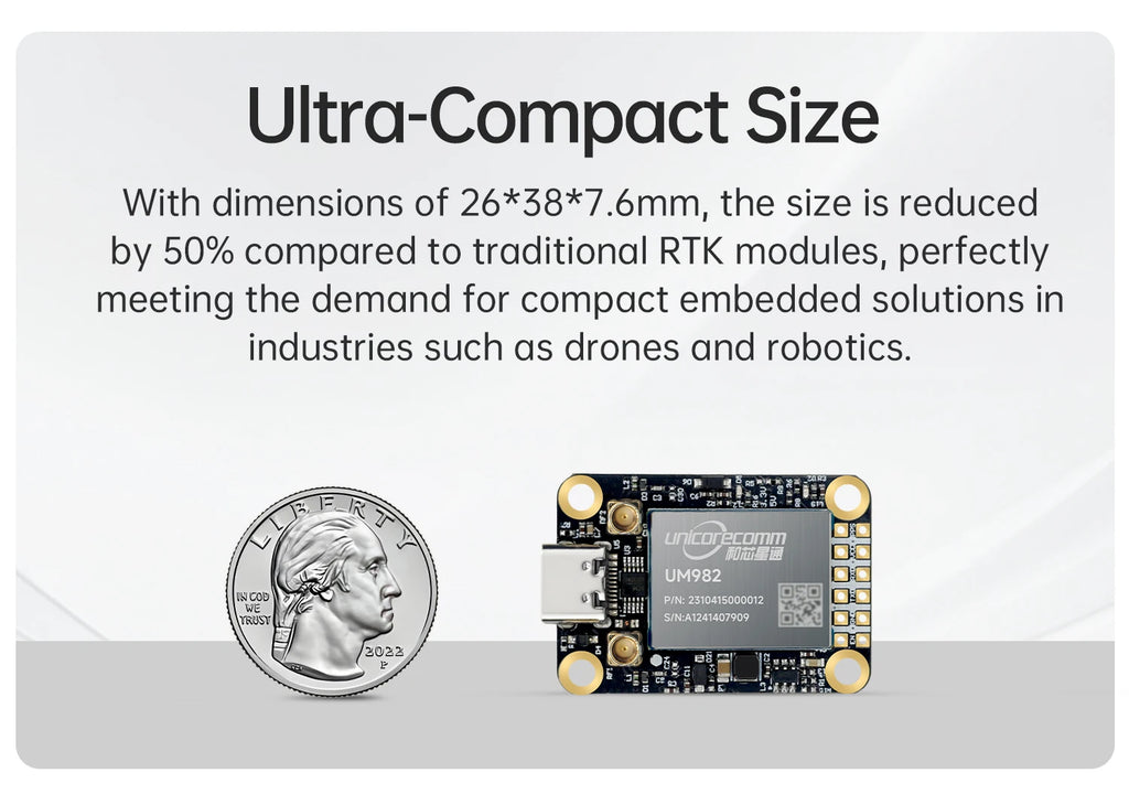WITMOTION UM982 GNSS Receiver RTK Module ZED-F9P UM980 Sensor GPS BDS GLONASS /Galileo For High Accuracy Drones Positioning