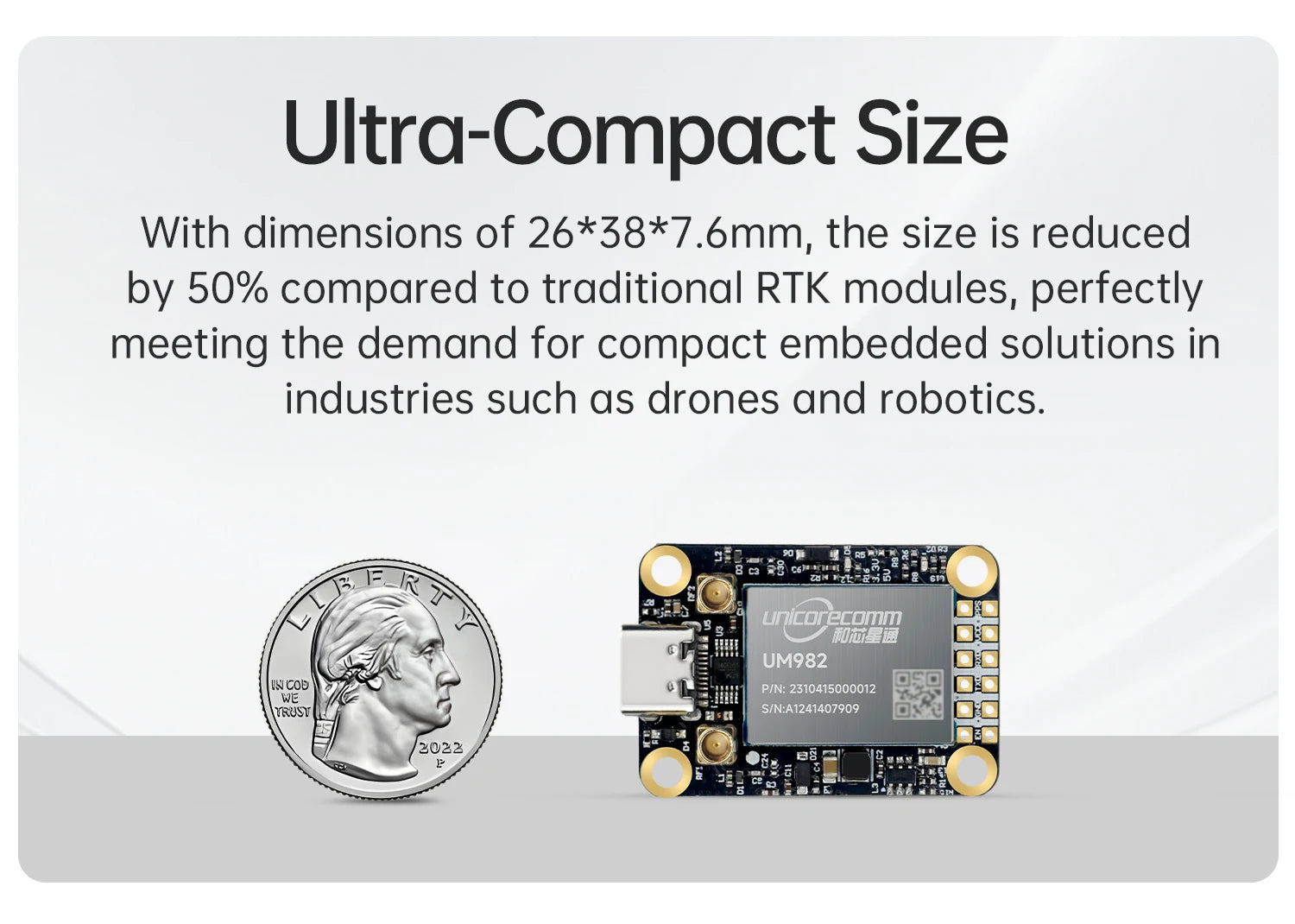 WITMOTION UM982 GNSS Receiver RTK Module ZED-F9P UM980 Sensor GPS BDS GLONASS /Galileo For High Accuracy Drones Positioning