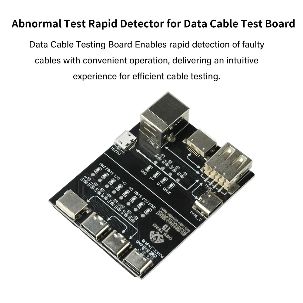 T5 USB Cable Tester Board Multi-Function Interface Cable Testing Module Rapid Detection For Lightning Type-C Micro USB