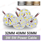3W 5W LED PCB Board Soldering Wire Plug Wire 32MM 40MM 50MM Bulb Light Source 5730 SMD Light Board, DIY Aluminum PCB