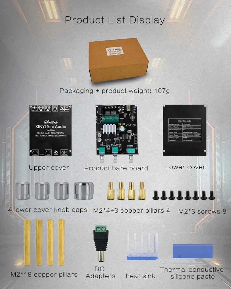 100W+100W TPA3116D2 Bluetooth 5.0 Power Subwoofer Audio Amplifier Board Home Theater HIFI Stereo Audio Amplifier AMP AUX
