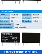 LCTC Solid State Relay Slim Relay SSR Non-contact DC To AC DC To DC SSR-41FDA SSR-41FDD DIN Rail Relay 6A