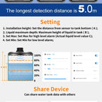 Tuya WiFi or ZIgbee Ultrasonic Water Level Sensor Wireless Gauge Water Tank Level Monitor Waterproof IP65 Water Leak Detector