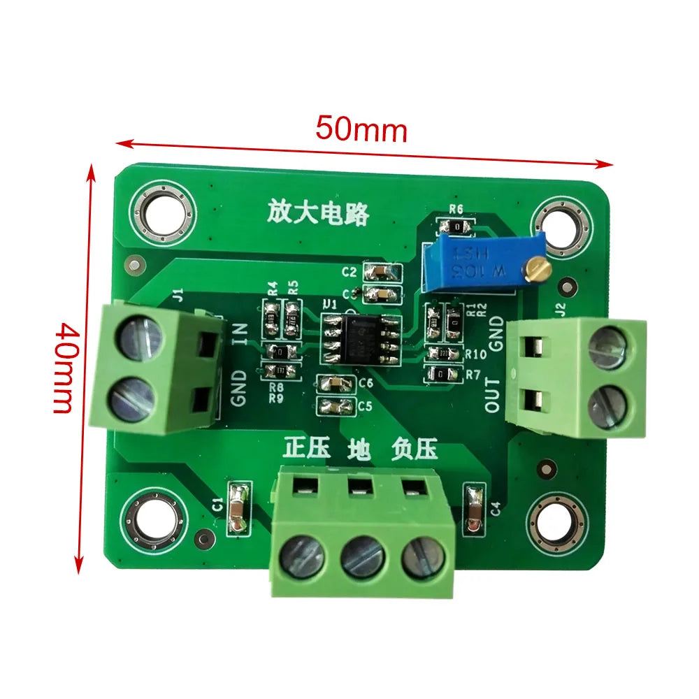 Adjustable Non-Inverting Two-Stage Op-Amp Amplifier Module, Gain 1-10x, for Signal Conditioning & DIY Electronics