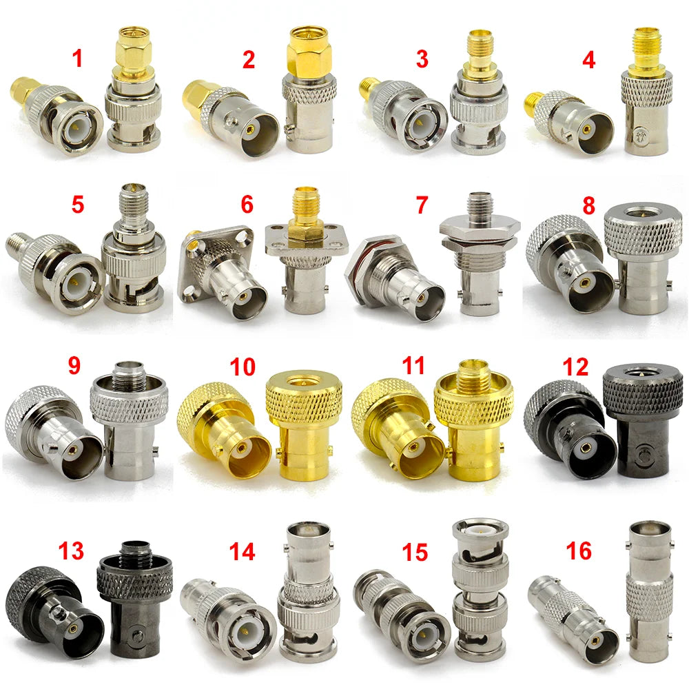 BNC to SMA / RP-SMA RF Adapter Connector Male Female Straight 4-Hole Flange Coaxial Converter for FPV WiFi Radio Antenna Systems