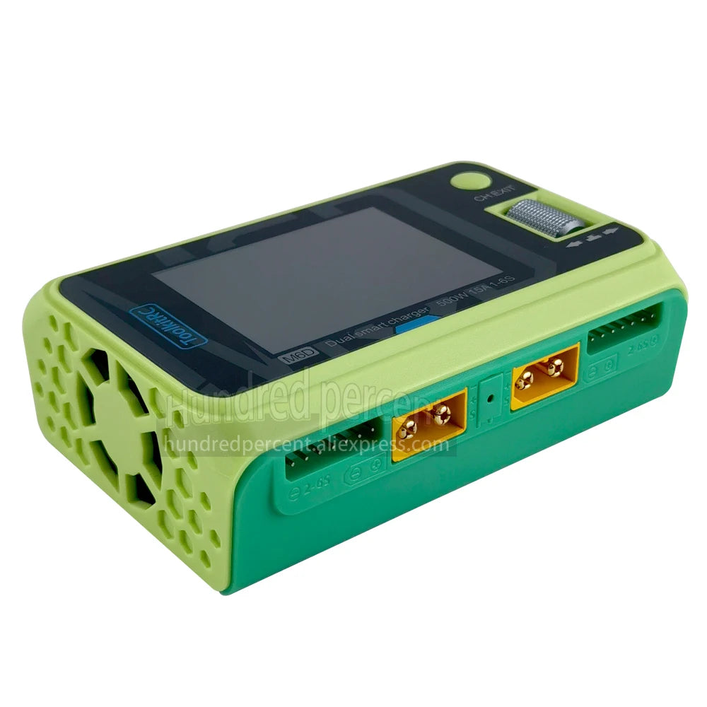 ToolkitRC M6D Green Purple 500W 15A DC Dual Channel Smart Charger Discharger For 1-6S Lipo Battery FPV Model Spare Part Replace