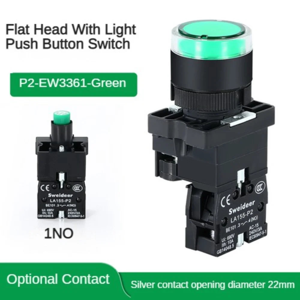 22mm Push Button Switch Momentary Reset ON OFF 12V/220V/48V/24V Black NC NO Power Button for Electrical Industrial Panelboard