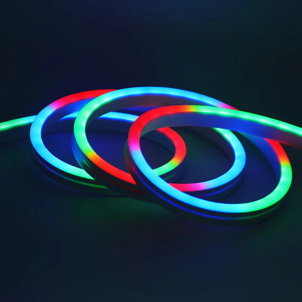 12V 24V RGB Neon Light LED Strip Addressable WS2811 84LEDs/m 6x12mm Flex Silicone Rope Rainbow Lamp Home Decoration Waterproof