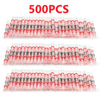 100/500/1000PCS Waterproof Solder Seal Sleeve Splice Terminals Copper Heat Shrink Electrical Wire Butt Connectors AWG22-18 Red