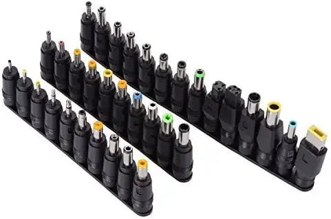 34pcs Laptop Power Adapter Tips Multi Kits Universal Input DC Plug Set Jack Tips 5.5 mm x 2.1 mm DC AC Power Adapter Tips