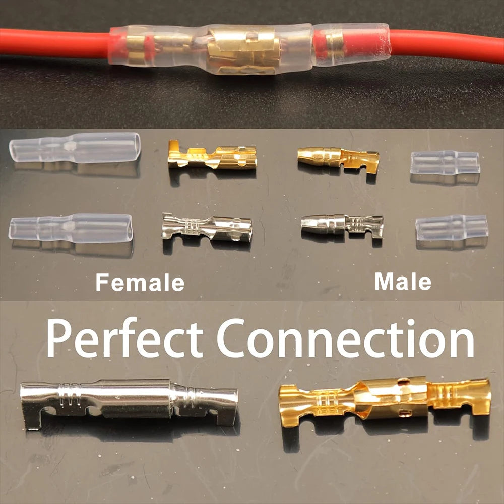 4.0 Bullet Crimp Terminal Car Electrical Wire Connector with Insulated Sleeve Copper Male and Female Quick Wire Connectors Sets