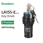 22mm Key Knob Switch 1NO/2NO/1NO1NC 2/3 Position Self Locking Select Rotary Switch Power Conversion Switch 5A on Off