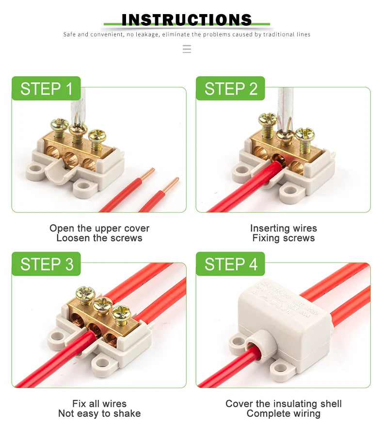 1PCS High Power Wire Connector Screw Wiring Terminal Block 1 in multiple out Cable Splicing 60A/400V 1-6mm2  80A/1000V 2.5-16mm2