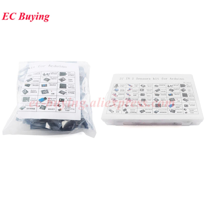 37 in 1 Sensors Modules 37 Kits Starter Kit with Box for Arduino Suitable for Raspberry Pi/STM32/ESP32/R3/51 Microcontroller