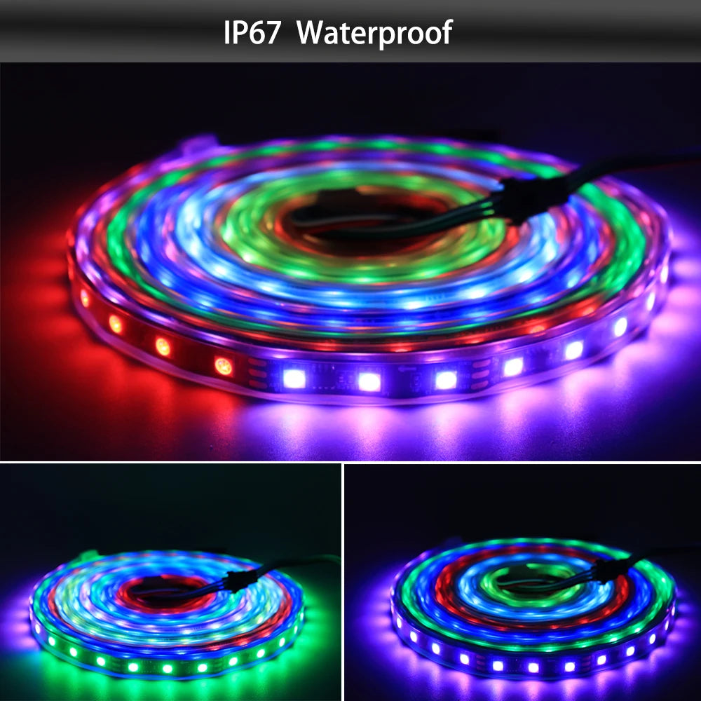 WS2811 WS2812B WS2813 WS2815 30/60/144Pixels/Leds/m 5050 RGBIC Smart LED Strip WS2812 Individually Addressable IC Light DC5V/12V