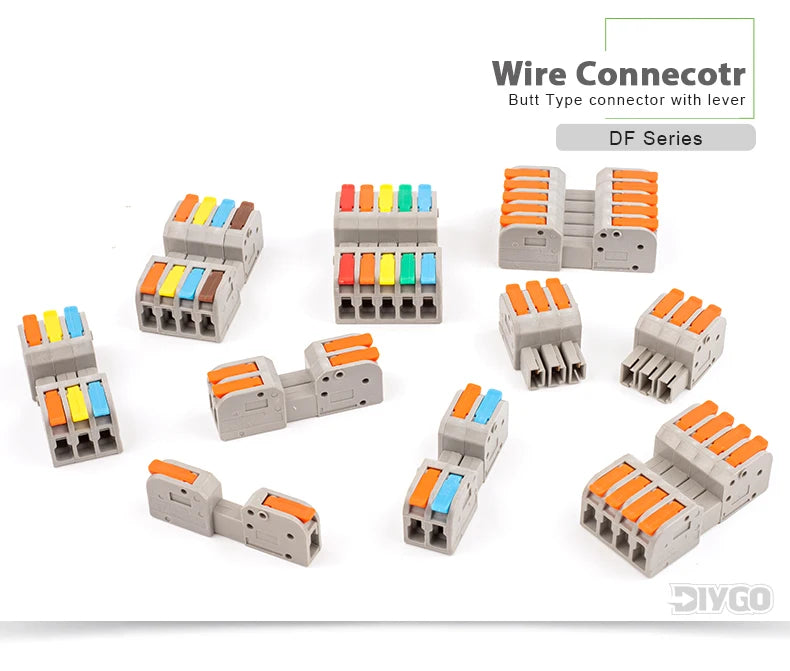 5Pcs DF-2604D Mini Docking Quick Wire Connector Male Female Universal Compact Push-in Butt Conductor Terminal Block 32A 250V