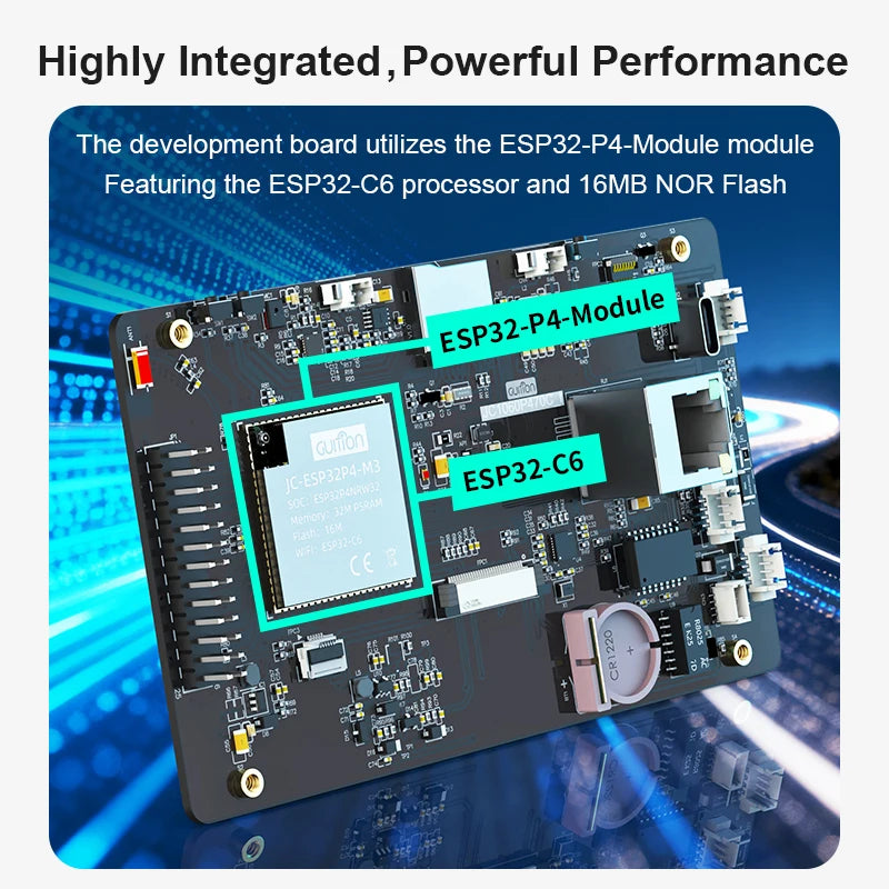 7.0-inch 1024 * 600 IPS capacitive touch ESP32P4 development board ESP32-C6 development board, with housing and camera