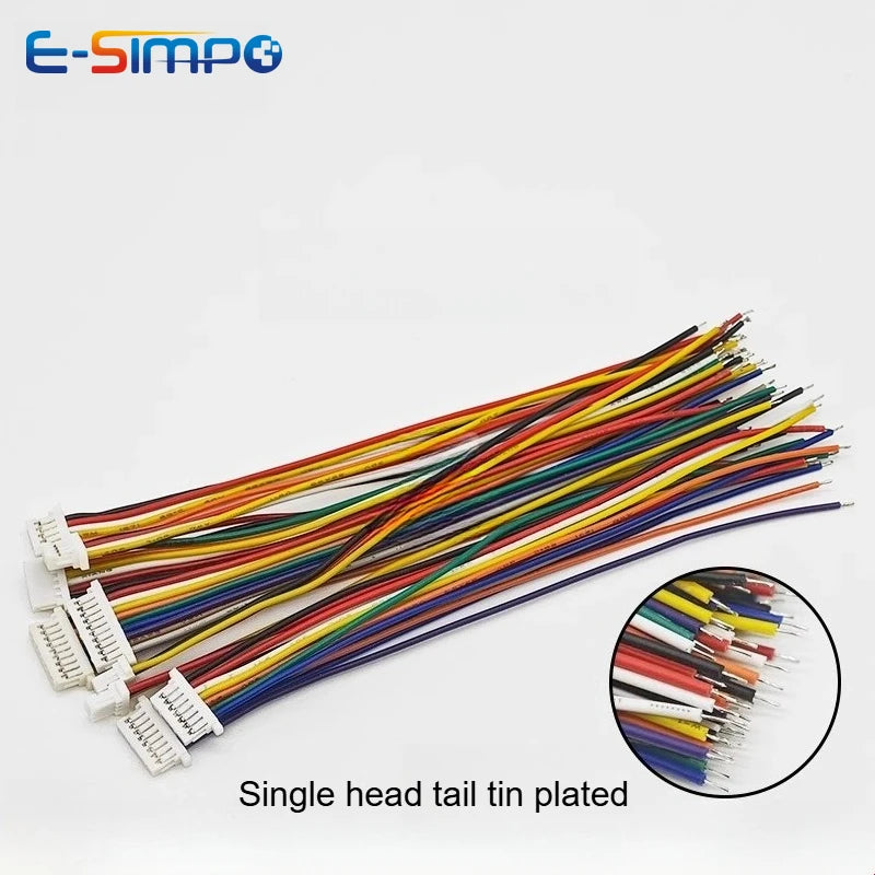 10PC SH 1.0mm Single/Double Plug Connector with Wire 60/80/120-1000mm Cable 2 3 4 5-12 Pin Jumper Line SH1.0 SHR