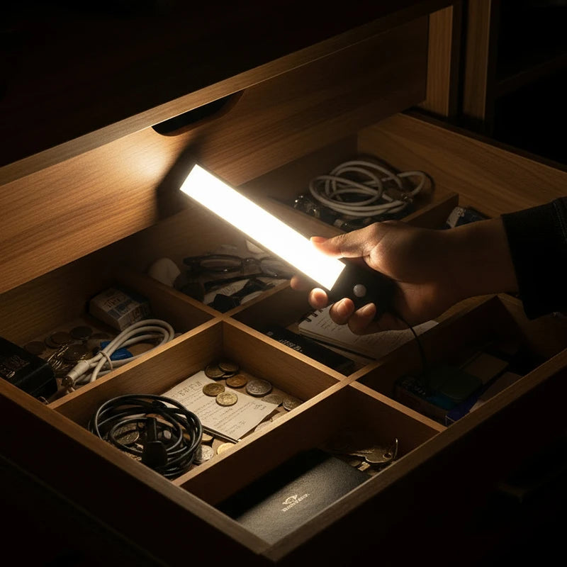 2Pcs Set Ultra-Thin LED under Cabinet Light 20/30cm Magnetic Rechargeable Motion Sensor for Kitchens Closets Workshops