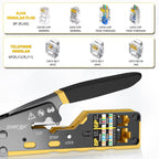 ZoeRax Pass Through RJ45 Crimp Kit Cat5e/Cat6 Crimper with 10PCS 8P8C Cat5e/Cat6 Connectors POE LAN Tester for RJ45 RJ11 Wiring
