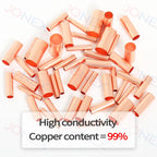 100PCS GT Copper Terminal Connectors Electrical Wire Cable Crimp Connecting Tubular Ferrules or for Lugs Have Heat Shrink Tubing