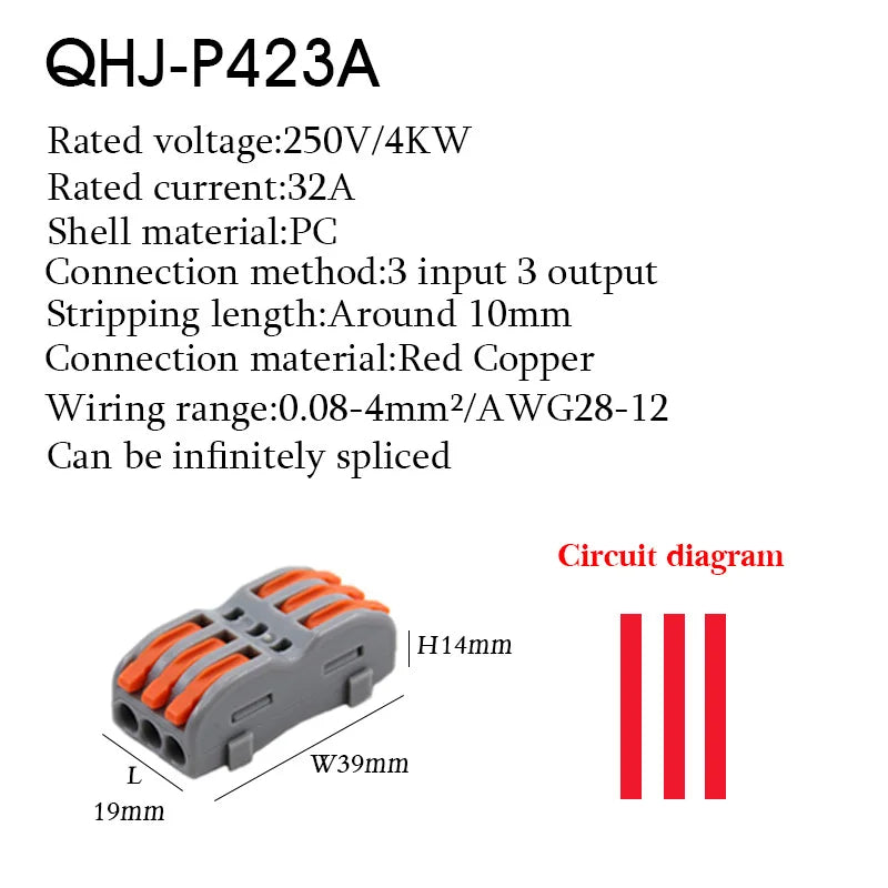 10PCS Wire Connector P421 Splicing Terminal Blocks For Electrical Cables Mini Fast Universal Wiring Connector Lamp Connectors