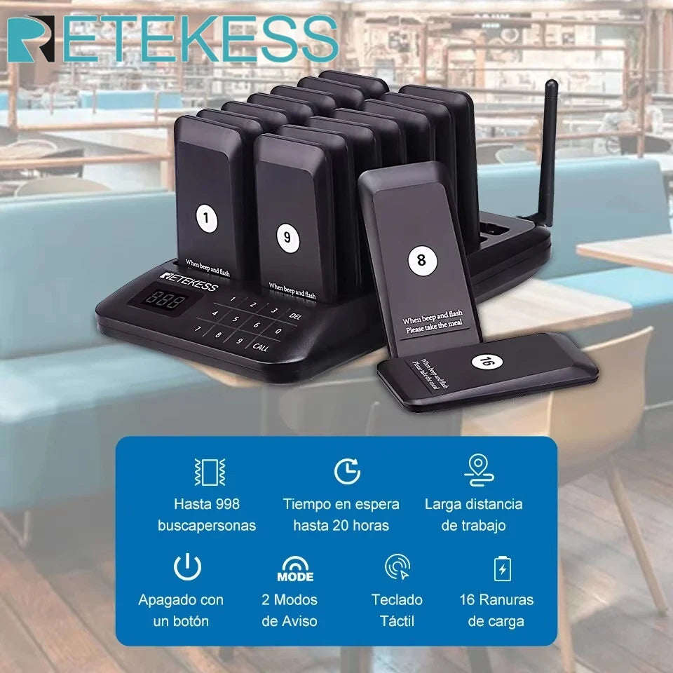 RETEKESS TD157 Wireless Calling System 16 Channel Buzzer Beeper Bell Receivers for Bar Cafe Food Truck Hotel Church