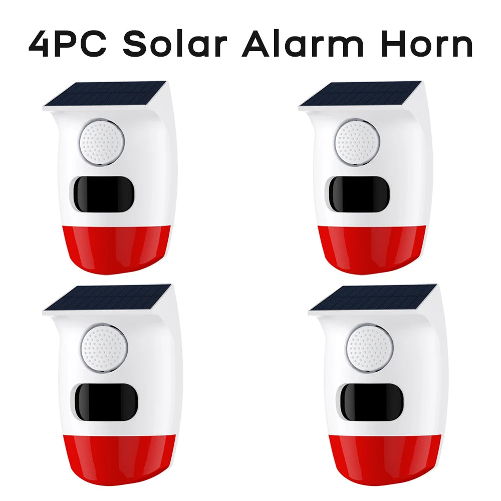 Outdoor Solar Alarm PIR Infrared Motion Sensor 120dB Siren Sound Light Flash Waterproof Security Protection for Yard