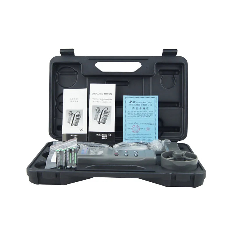 Anemometer AZ8902 Temperature and Relative Humidity Fan Air Flow Meter Barometric Pressure Meter Wind Speed Meter 0.6~32 M/S