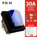 30A/250V Heavy Duty 4 Pin DPST IP67 Sealed Waterproof T85 Auto Boat Marine Toggle Rocker Switch with LED 12V 220V 30x22