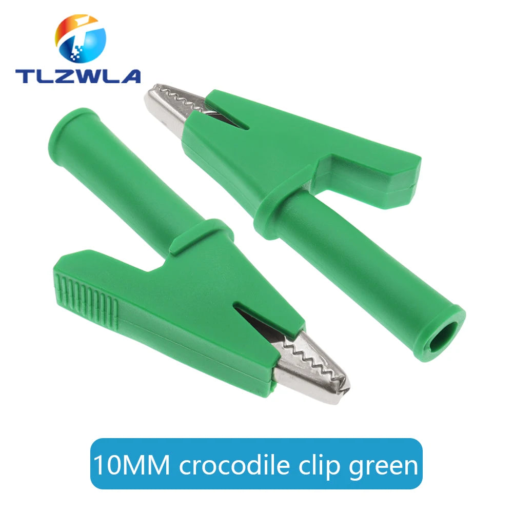 5PCS Pure Copper Insulated Test Alligator Clip 10MM Opening With 4MM Jack Safety Crocodile Clamps For Banana Plug Or Welding