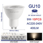 10 Pack Focos Gu10 Spotlight Lampara 220V Led Bulb Wholesale 9W White Warm 3000k 6000K Suitable for Home Commercial Buildings