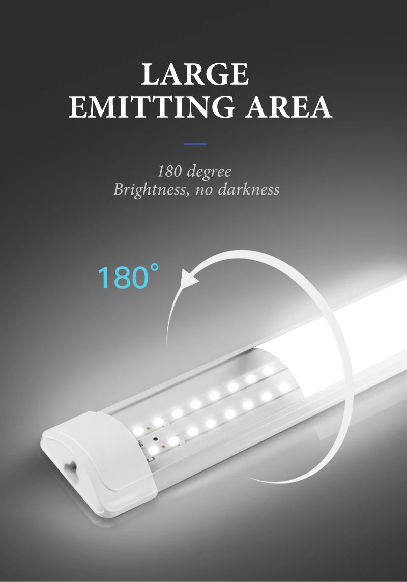 Led Tube Light With Switch Wire 110V 220V 10W 20W Lighting Strip Lamps 30/50cm For  Living Room Bedroom Closet Kitchen Lamp