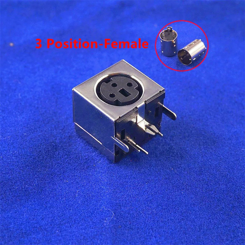 10 Pcs Connnector Mini Din 3 4 5 6 7 8 9 Pin Female Circular Receptacle Power Sockets MD-SM Shield Right Angle Through Holes PCB
