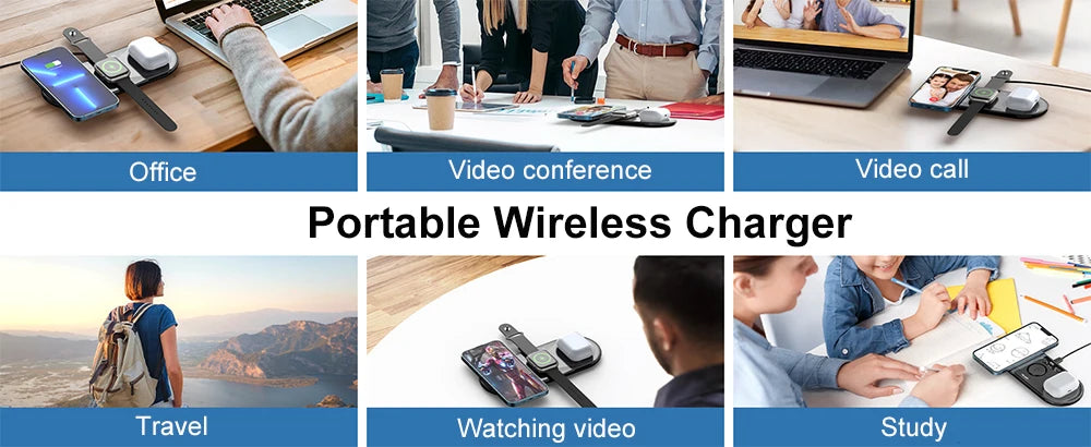 Wireless Charger Pad 3 in 1 for iPhone 17 16 15 Pro Max Fast Dual Wireless Charger for Samsung S25 S24 S23 Xiaomi Charging Pad
