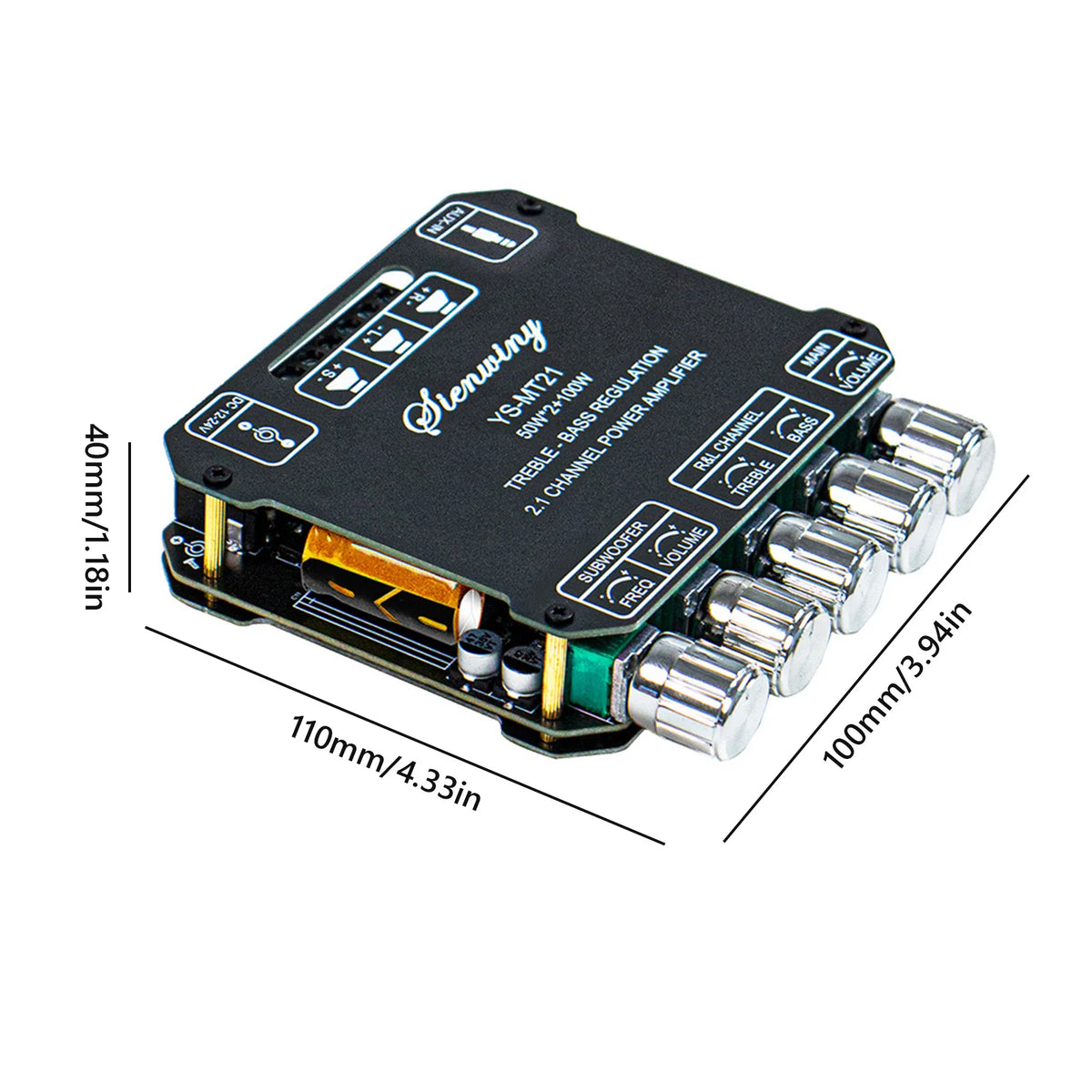 YS-MT21 2.1 Channel Bluetooth 5.0 Subwoofer Amplifier Board 50W X 2+100W Power Audio Stereo Amplifier Board Bass AMP AUX