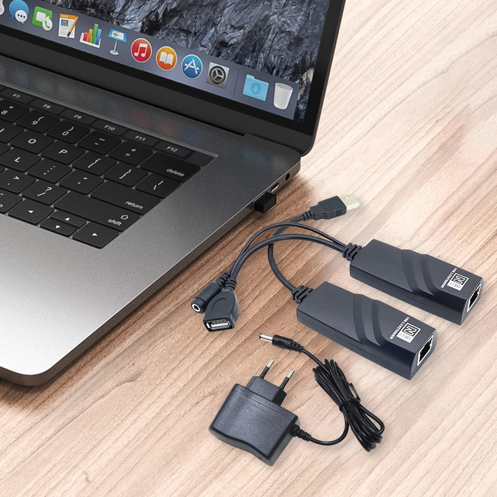 USB Ethernet Extender Connections Up To 100m USB 2.0 Network Cable Extender To RJ45 Plug and Play for Camera Mouse Keyboard