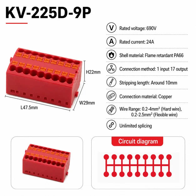 1Pc Wire Electrical Cable Connectors Plug-in Terminal Block PTFIX 2.5mm² Splitter Spliceable DIN-Rail Mounting Junction Box Too